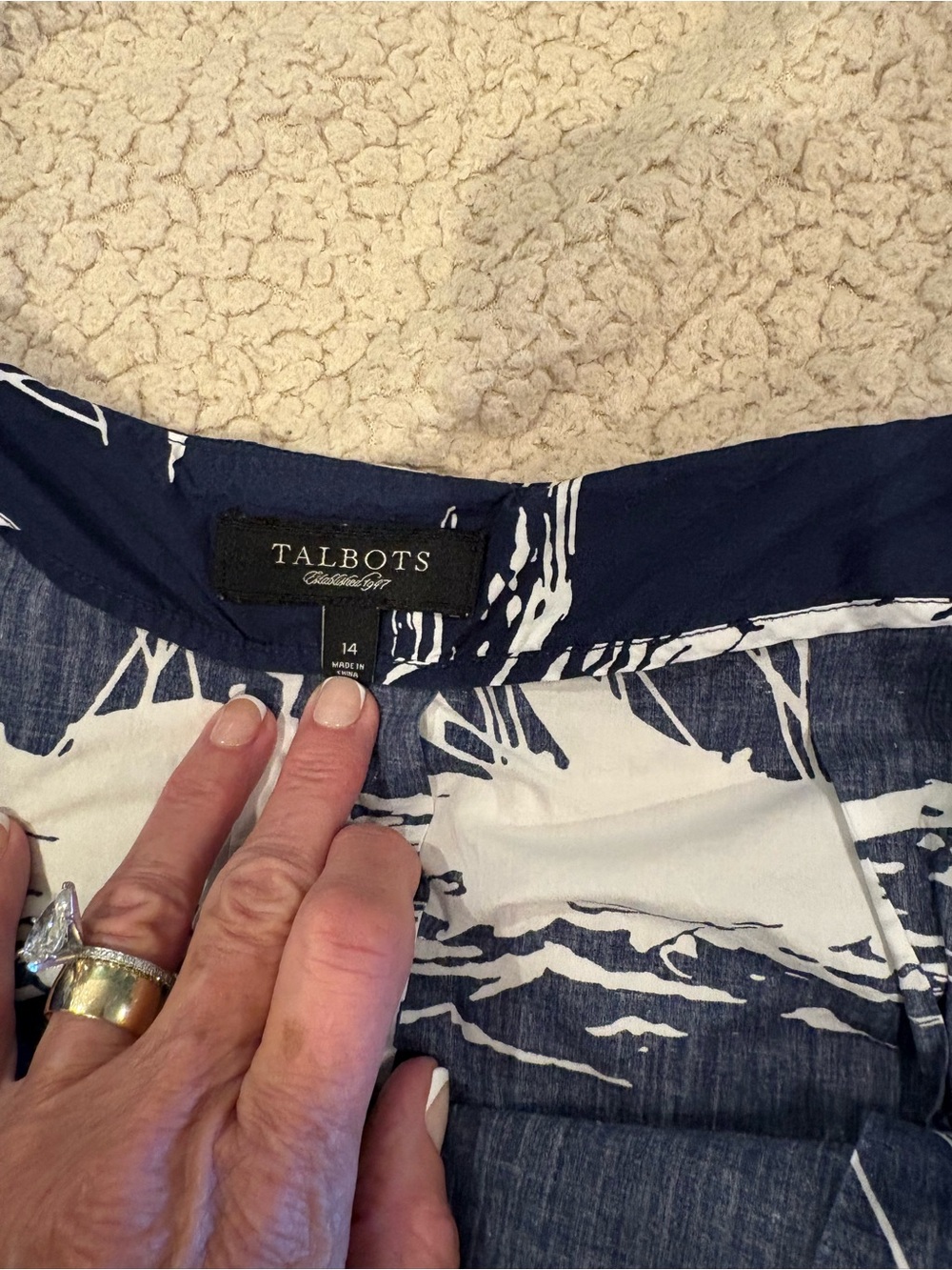Talbots Navy and Off White Sailboat A-Line Skirt Size 14 - Picture 4 of 5